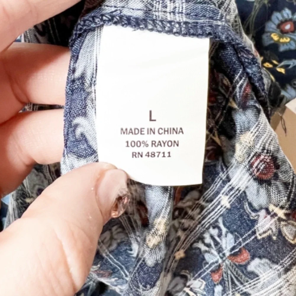 NWT Falls Creek Womens Sleeveless Floral Print Tiered Tank‎ Top Blue Yellow - Picture 15 of 16